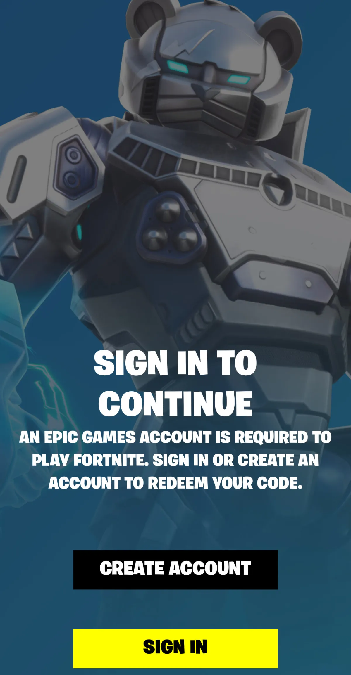 The Redeem page in Fortnite that allows players to redeem codes.