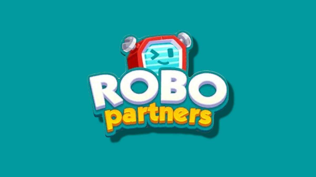 The Monopoly GO Robo Partners event logo on a blue background