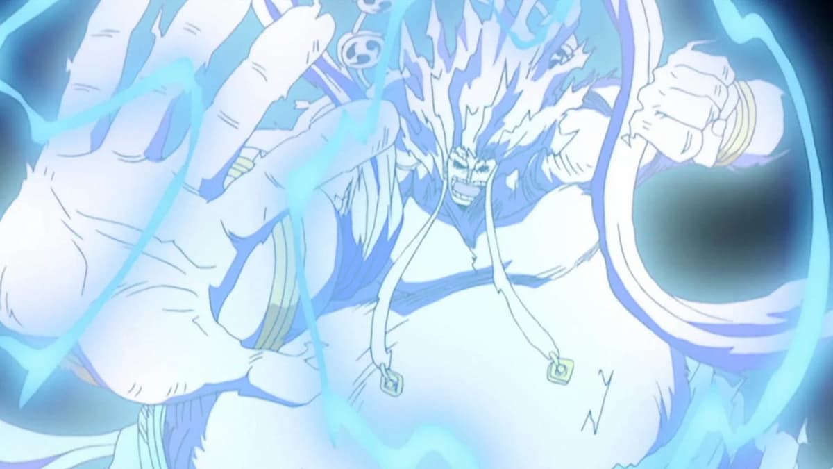 Enel using the Goro Goro no Mi in his Lightning Form in the One Piece Skypeia Arc