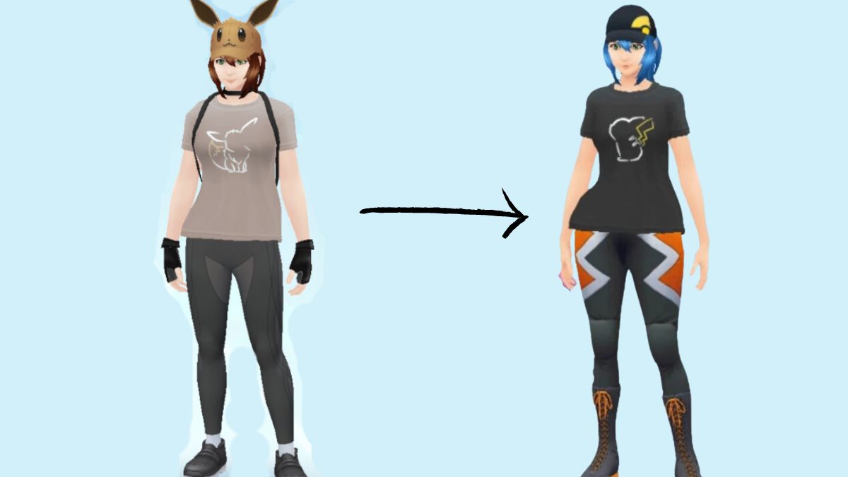 Image showing before and after of Pokemon GO avatar hips