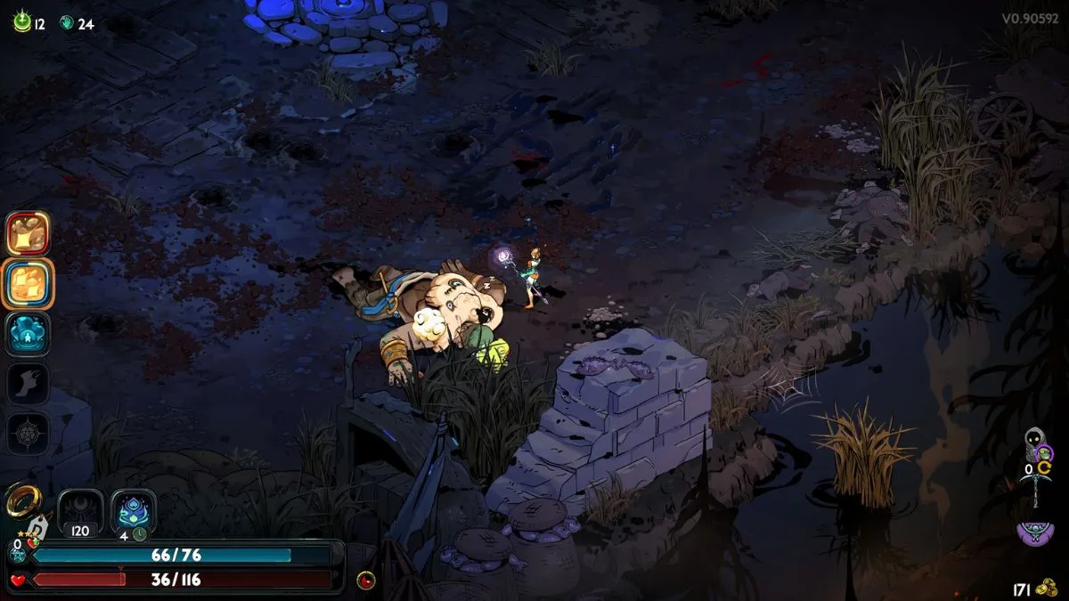 Captura de pantalla de Hades 2, que muestra a Polifemo durmiendo después de ser derrotado.