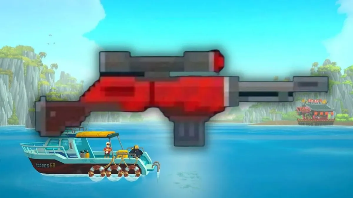 Screenshot from Dave the Diver, showing the Red Sniper Rifle
