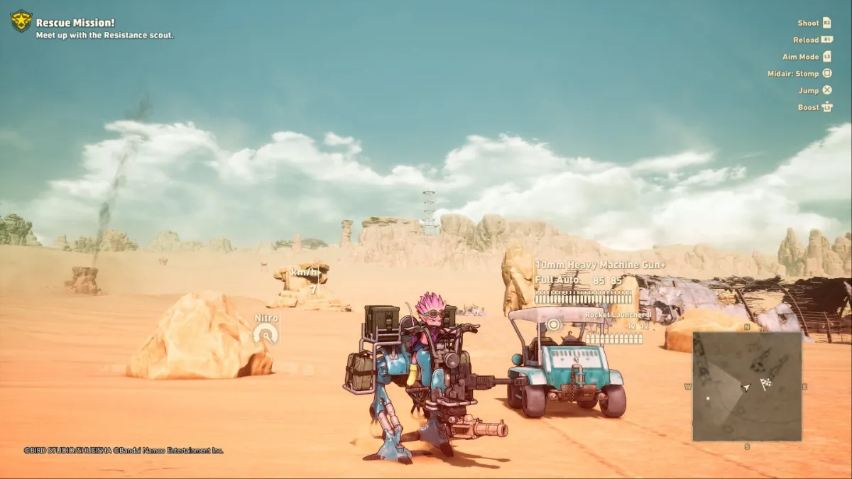 Sand Land screenshot of Beelzebub riding a Hopper