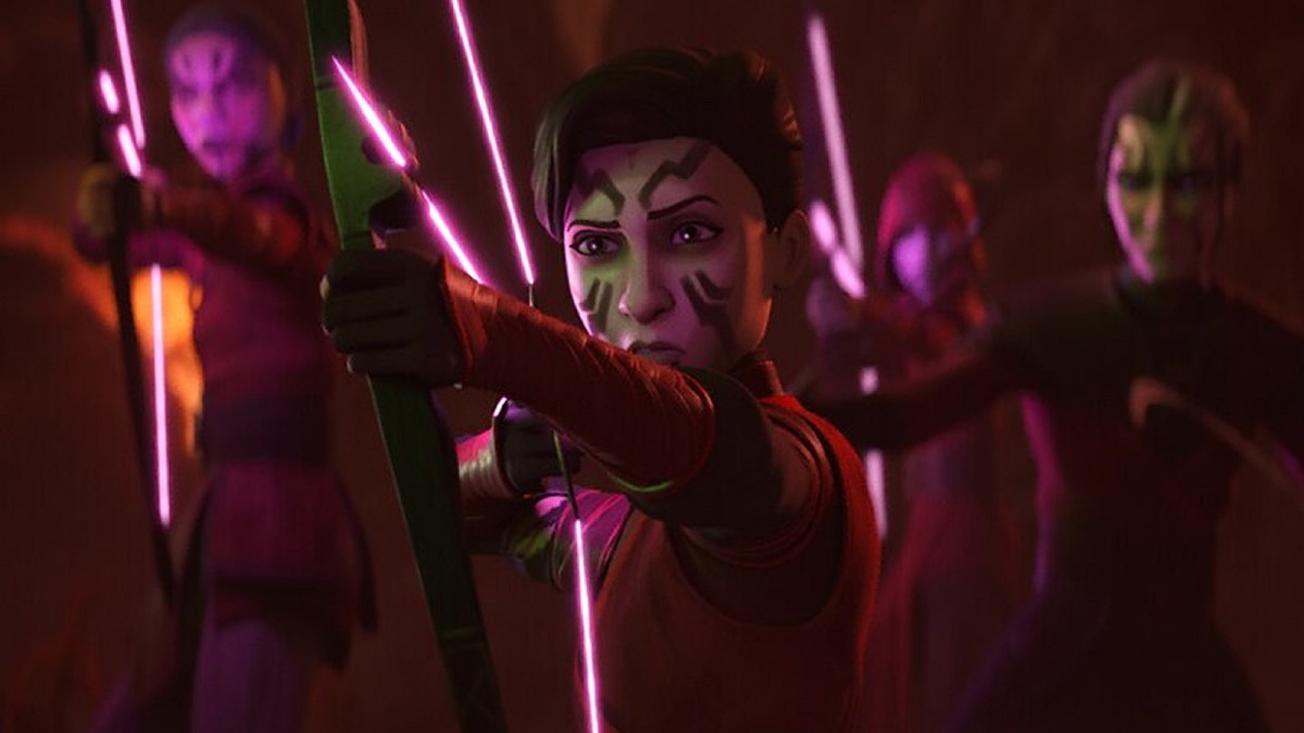 Morgan Elsbeth flanked by Nightsisters in Star Wars: Tales of the Empire