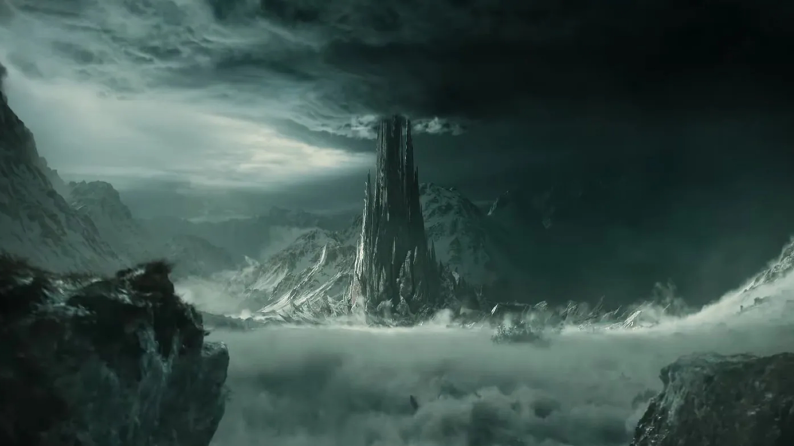 A tower resembling Barad-dûr in The Lord of the Rings: The Rings of Power Season 2