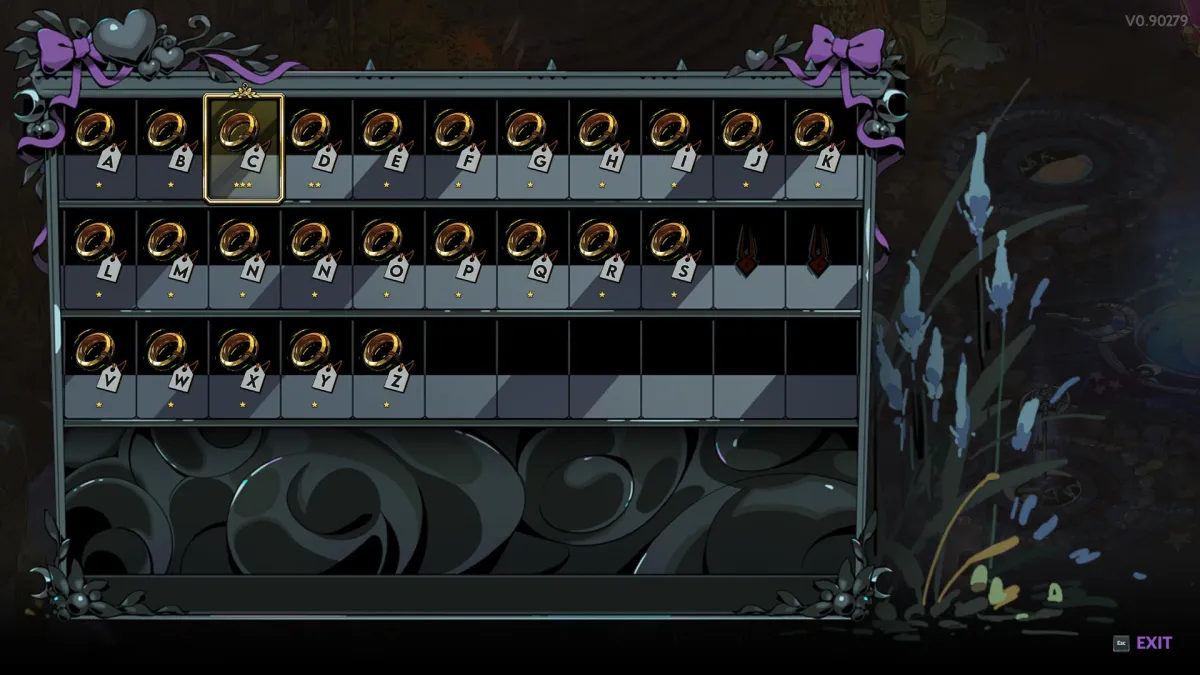 Image of all the currently available trinkets in Hades 2
