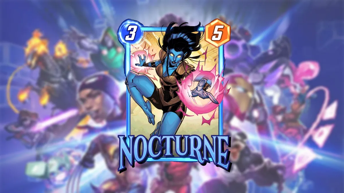 An image showing Nocturne against a default Marvel Snap background as part of a guide to the best decks using the card.