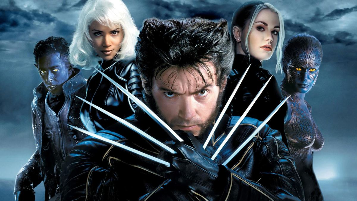 Nightcrawler, Storm, Wolverine, Rogue, and Mystique in X2: X-Men United key art