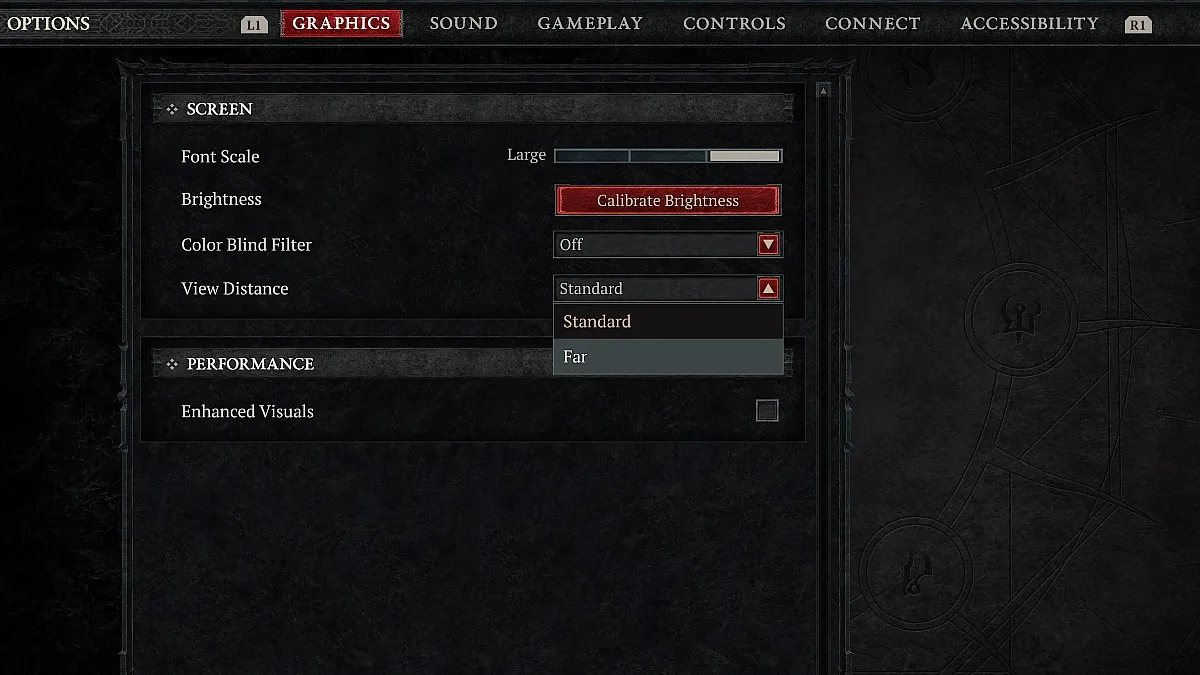 Zoom out settings in Diablo 4.