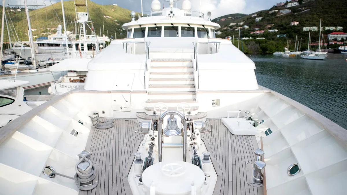 Below Deck, the deck of a luxury yacht.