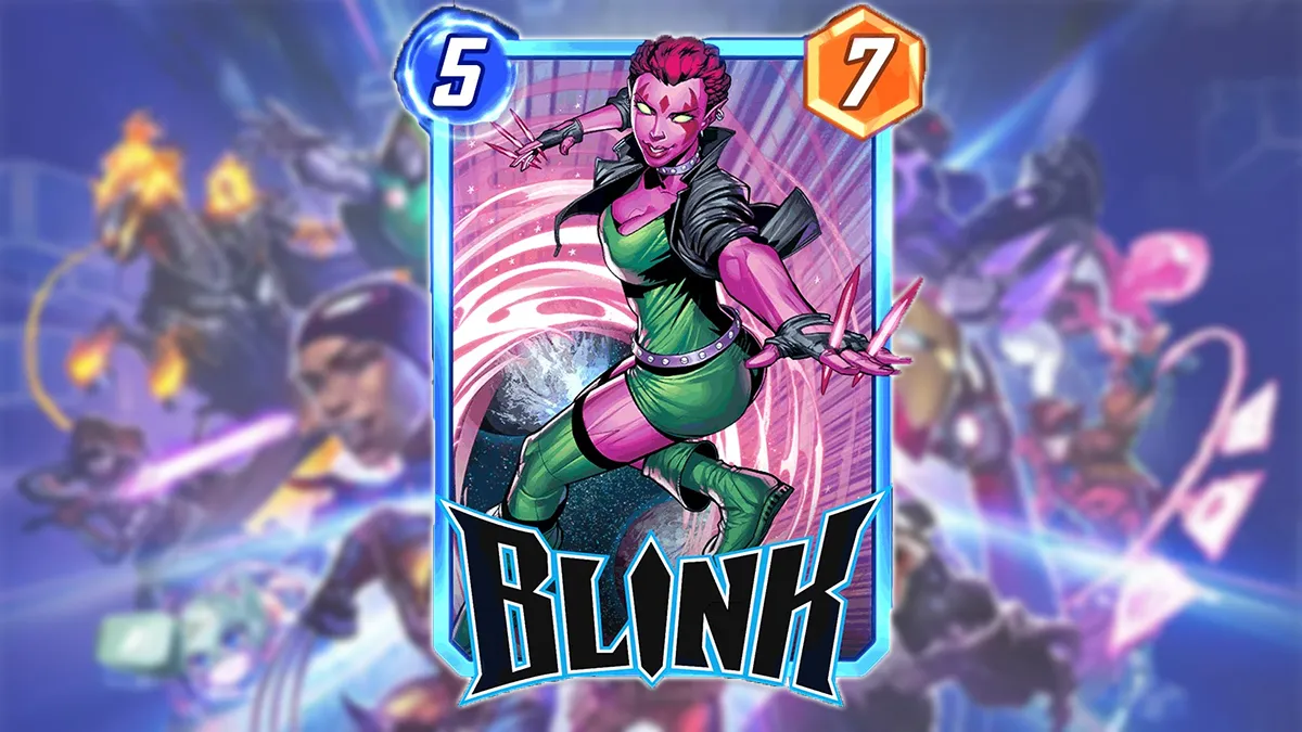 An image showing Blink against a default Marvel Snap background as part of a guide to the best decks using the card.