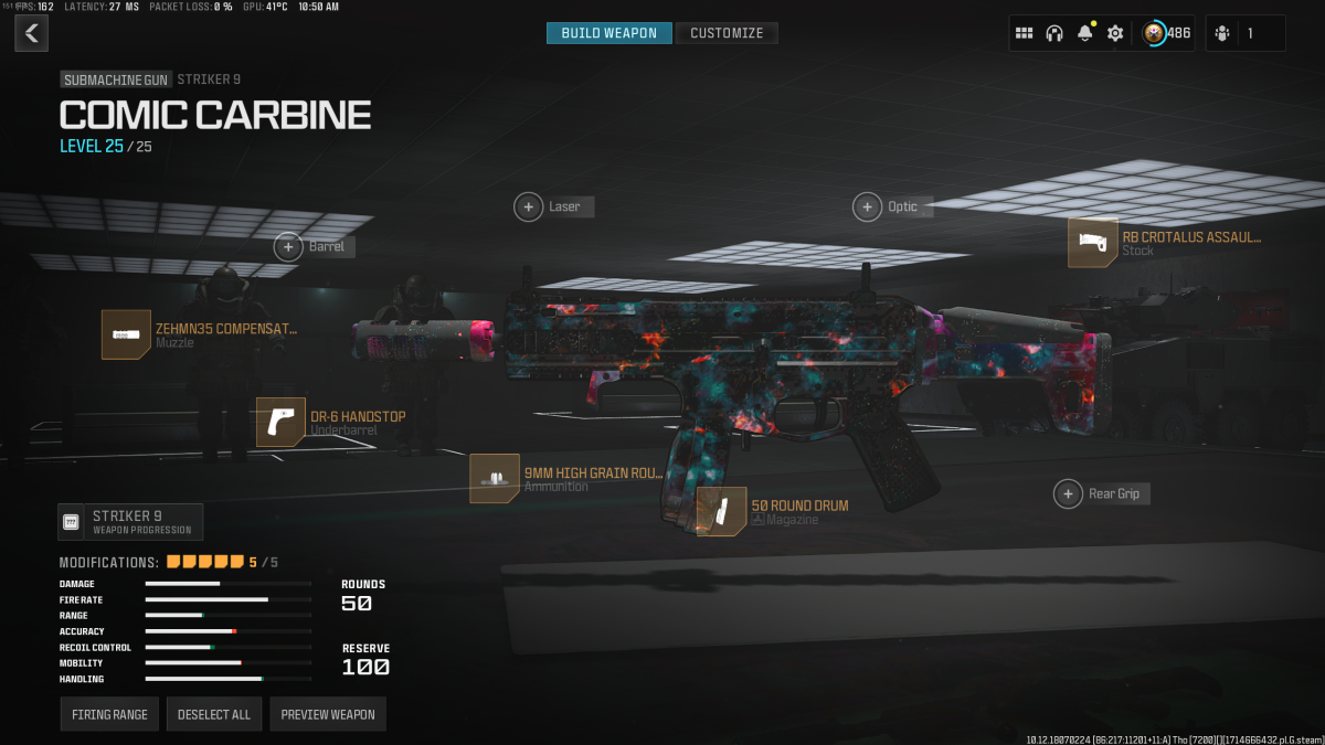The Striker-9 loadout in Warzone. Screenshot by The Escapist
