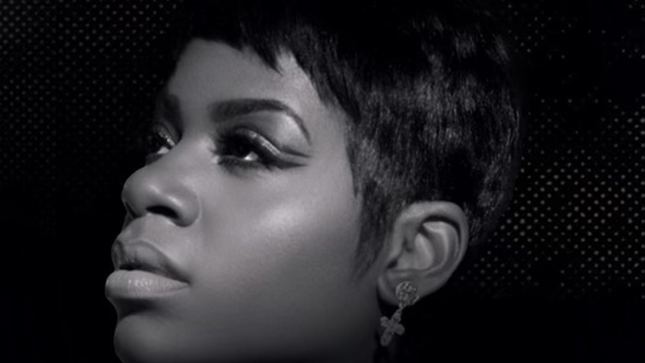 A black and white image of Fantasia Barrino