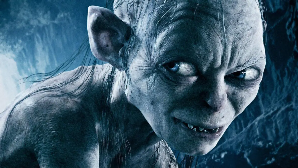 Gollum with a smirk on his face in Lord of the Rings.