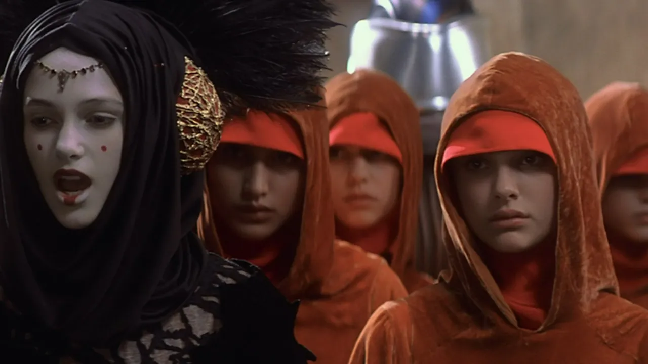 Queen Amidala and handmaidens in The Phantom Menace.