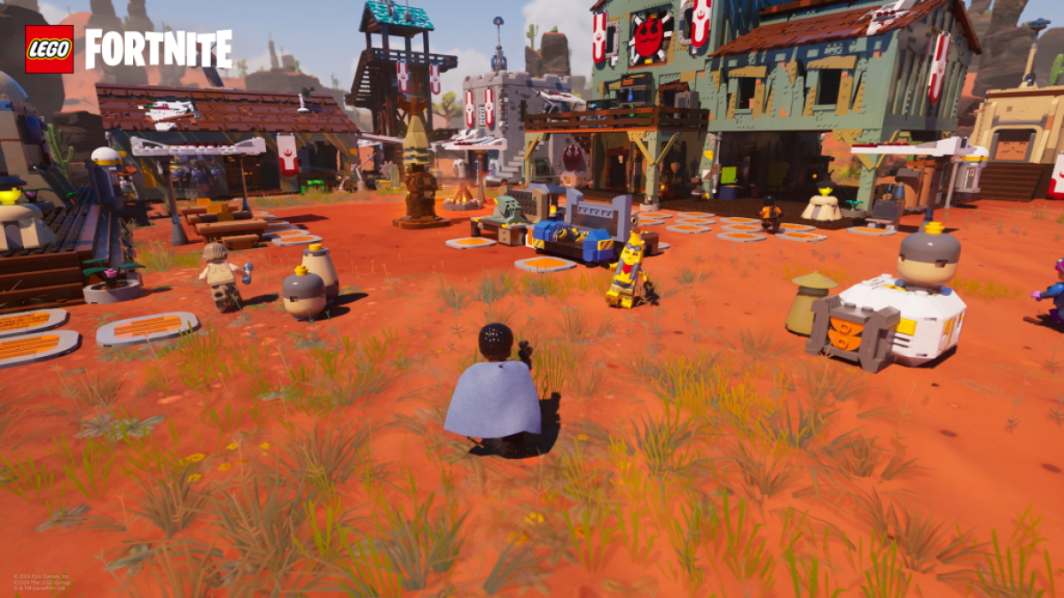 The Rebel Village in LEGO Fortnite. This image is part of an article about how to get a Lightsaber in LEGO Fortnite.