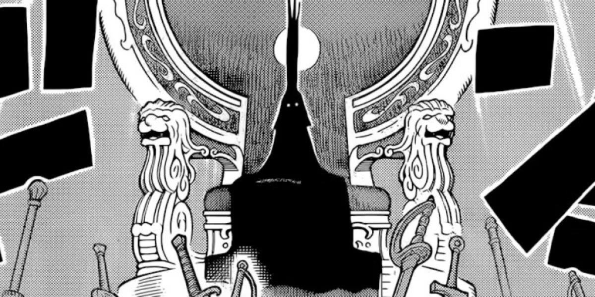 Imu sitting on a throne. This image is part of an article about the 10 strongest one piece characters, ranked.