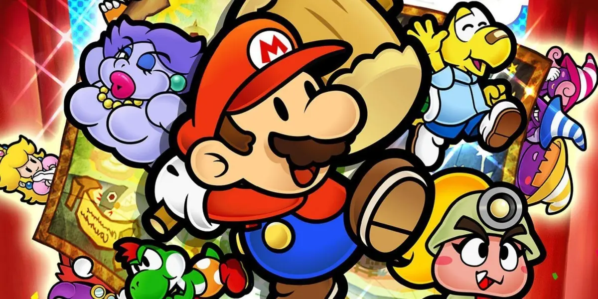 Paper Mario alongside his partners in Thousand-Year Door