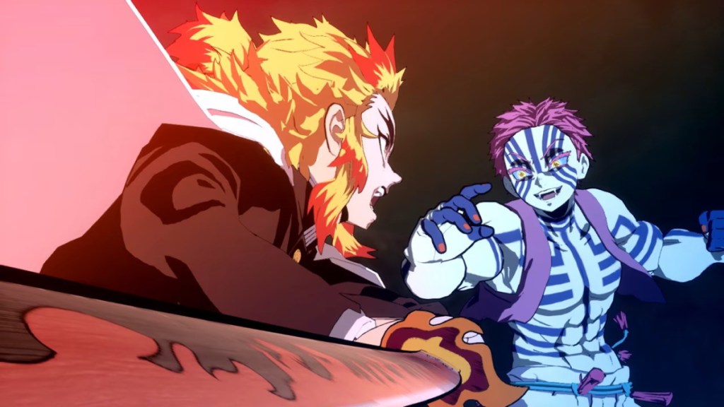 Rengoku slashes his sword in Demon Slayer Hinokami Chronicles. This image is part of an article about whether there will be a Demon Slayer Hinokami Chronicles 2.