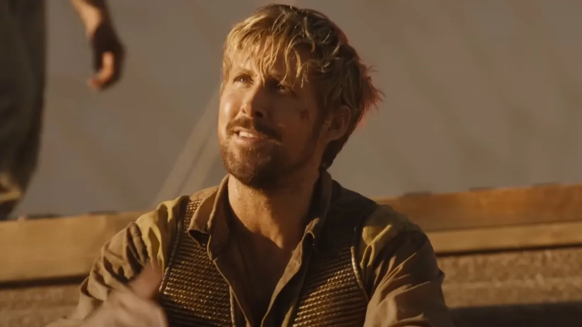 Ryan Gosling smiling in The Fall Guy