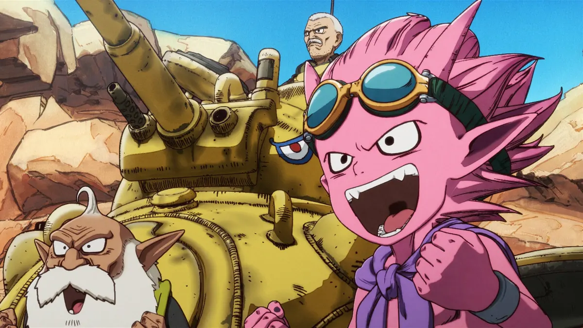 Beelzebub smiles in front of the tank