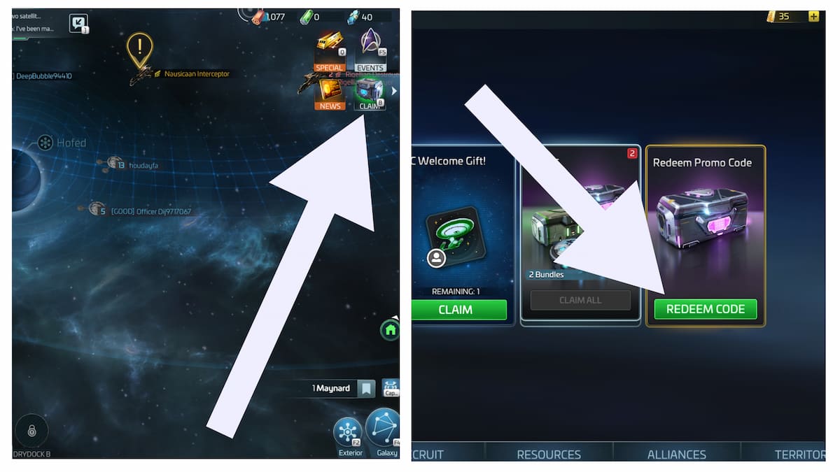 How to redeem codes in Star Track Fleet Command. 