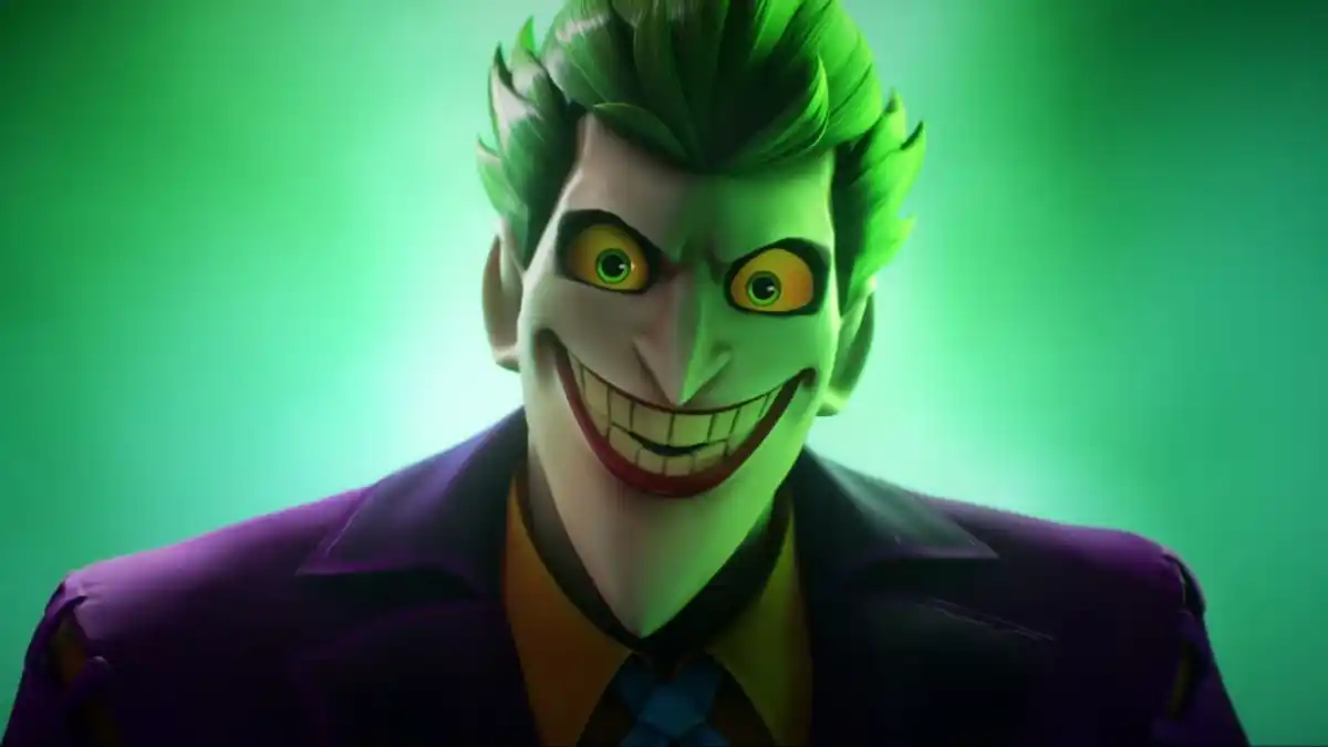 Batman villain The Joker in Multiversus's latest trailer, grinning.