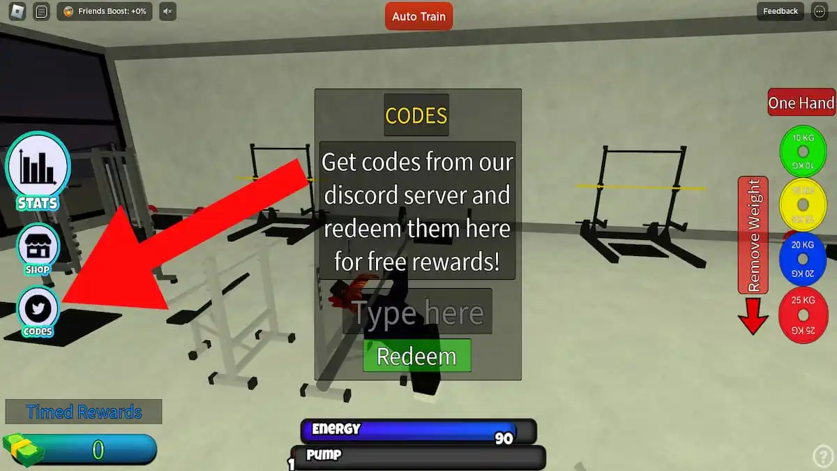 How to redeem codes in Untitled Gym Game. 