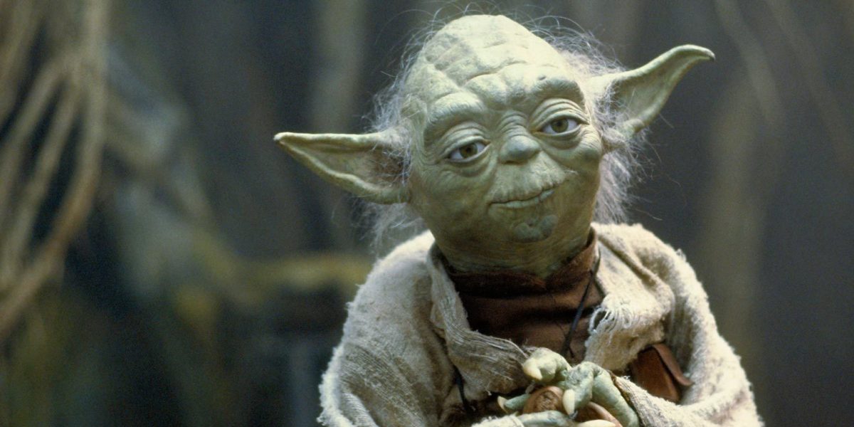 Yoda looking stern in Star Wars.