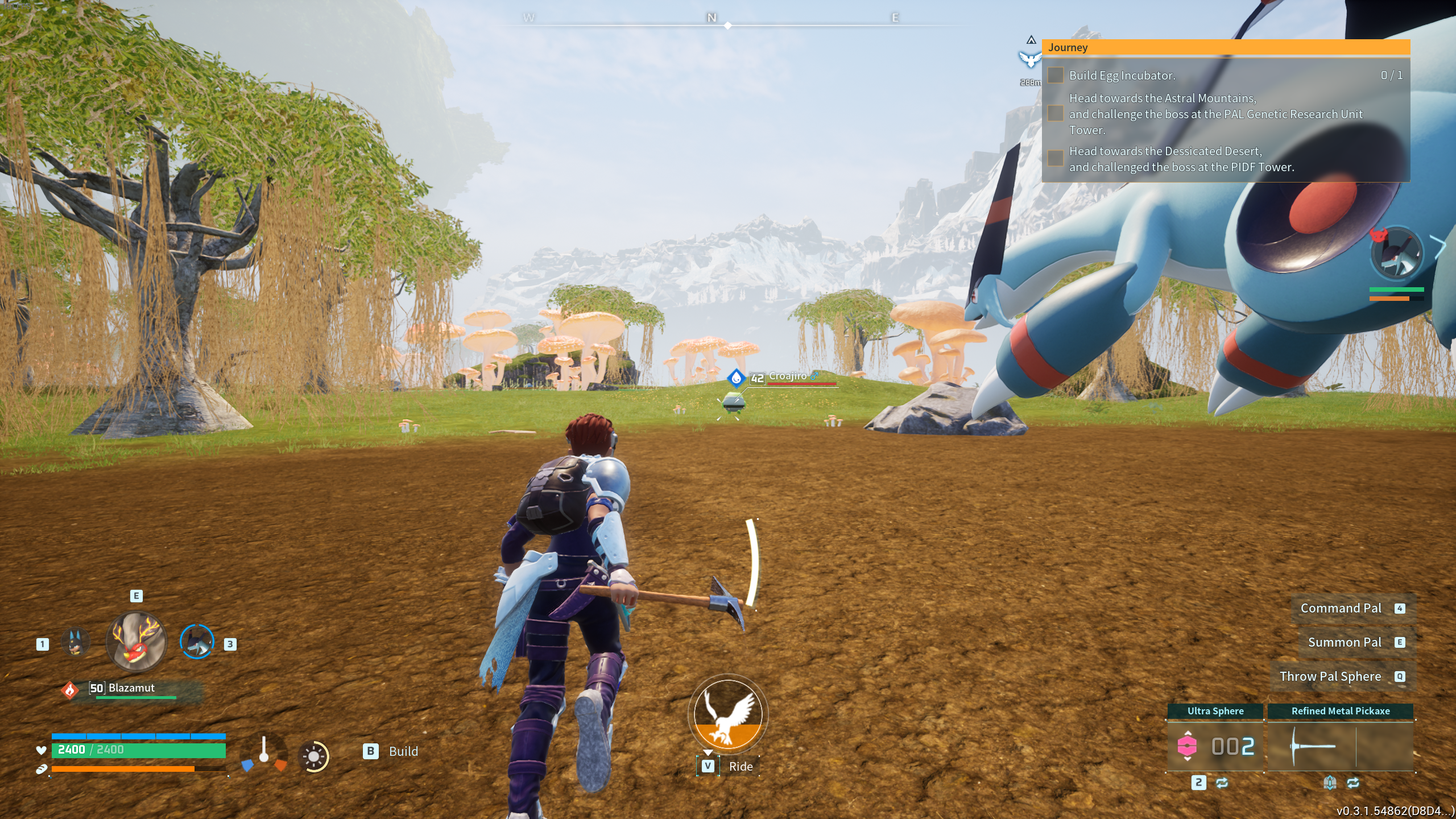 Croajiro running away from a Pal Tamer in Palworld
