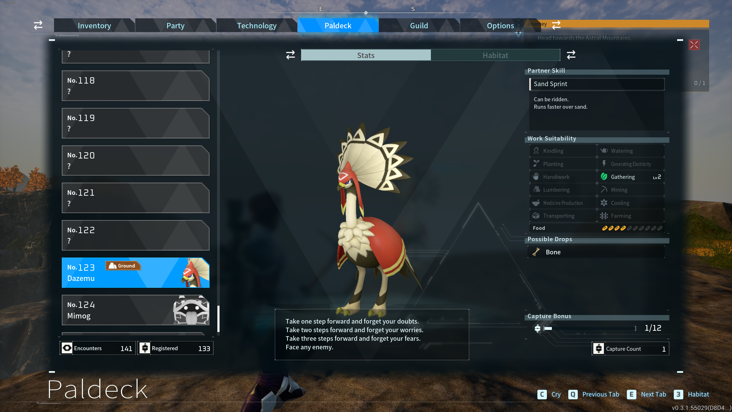 Dazemu's stats in Palworld. 