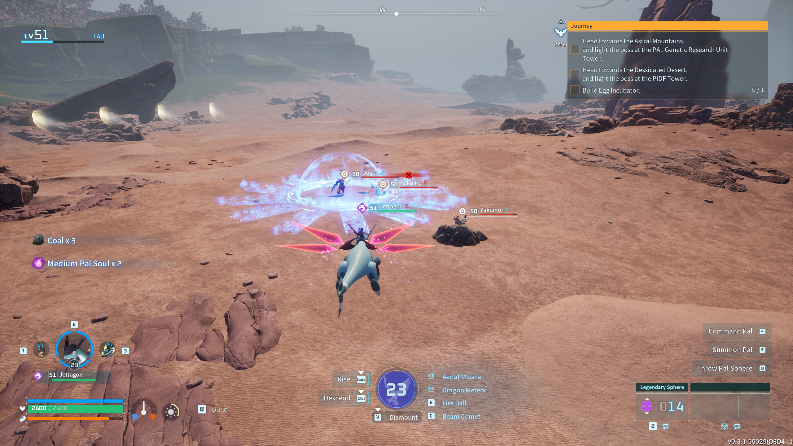 Image of Jetragon using an attack on a Yakumo in Palworld