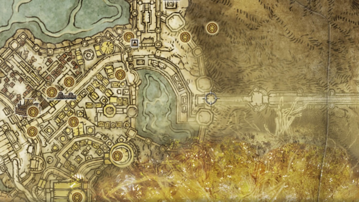 Map showing the path from Avenue Balcony to the Rold Route in Elden Ring