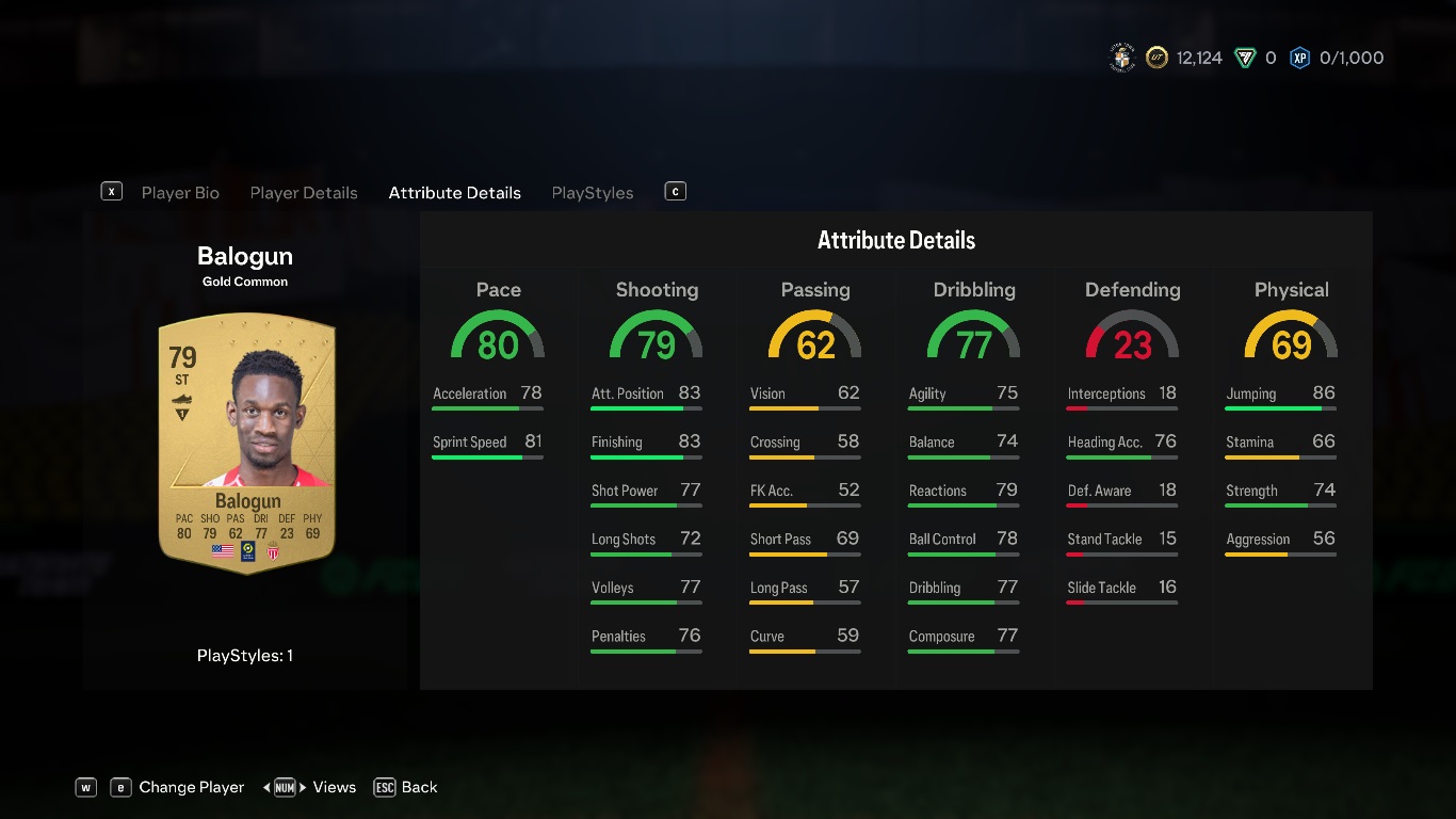 Profile of Folarin Balogun in EA FC 24 