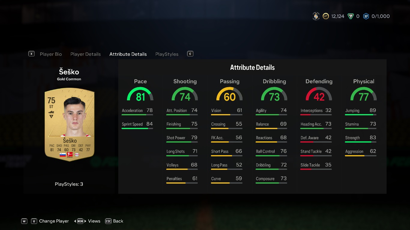 Profile of Benjamin Šeško in EA FC 24 