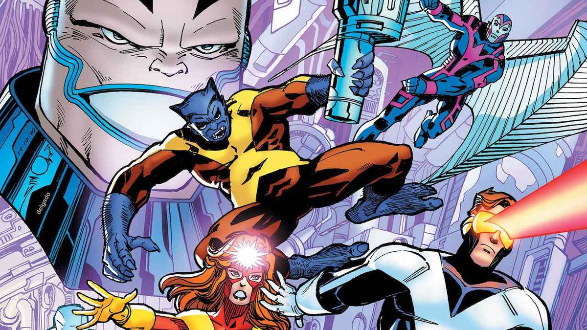 X-Factor leaps in front of a grinning Apocalypse. This image is part of an article about the 13 best Marvel Comic runs of all-time.