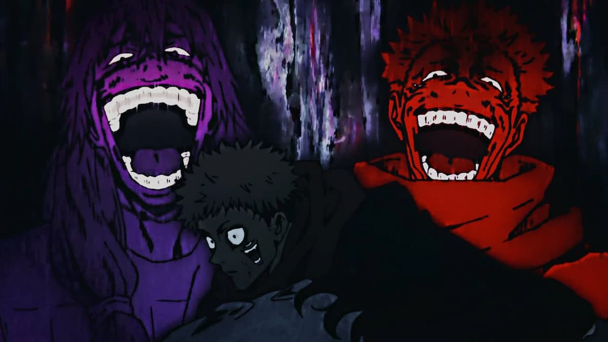 Mahito and Sukuna laughing at Yuji Itadori in Jujutsu Kaisen Season 1