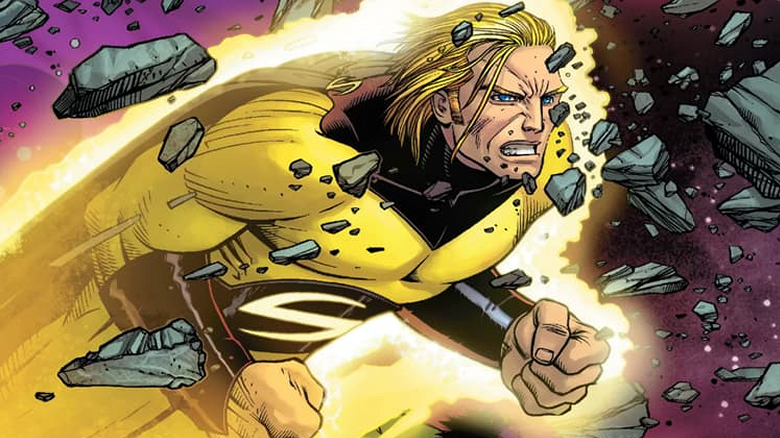 Cropped comic book artwork of the Sentry by John Romita Jr.