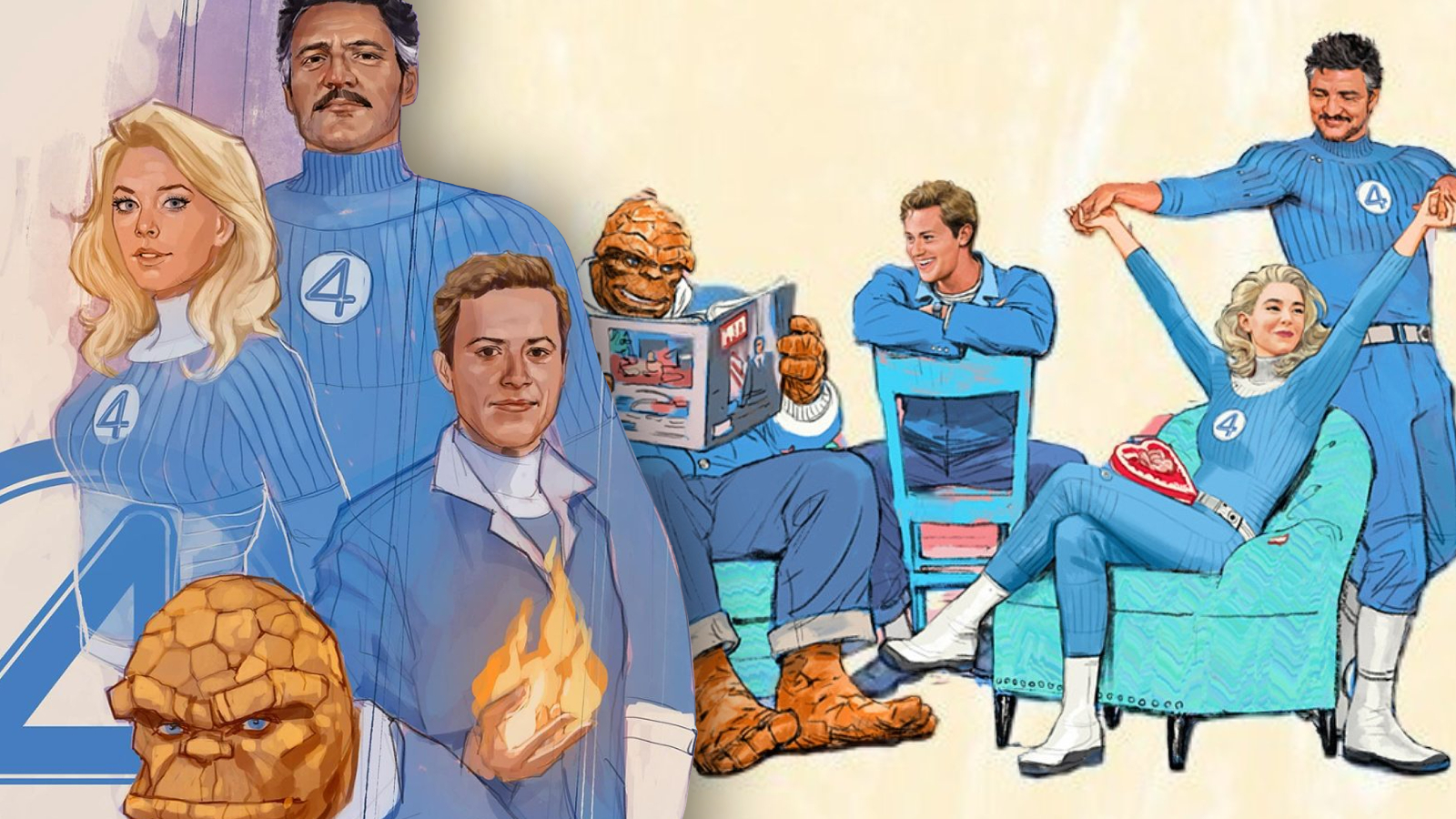 Combined Fantastic Four: First Steps artwork by Phil Noto and Wes Burt