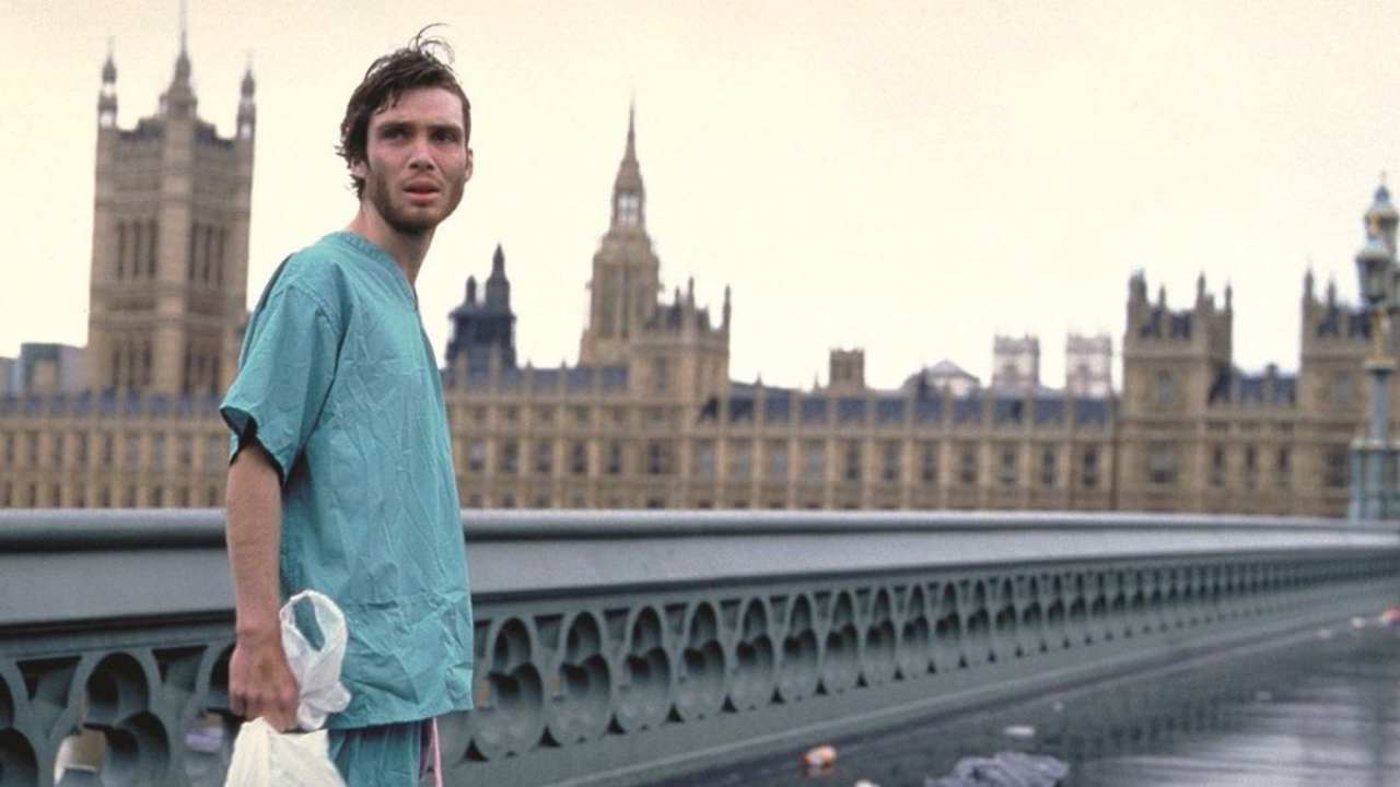 Cillian Murphy as Jim in 28 Days Later in an empty london, image from IFC Center