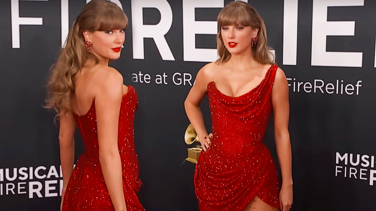 Taylor Swift at the 2025 Grammy red carpet