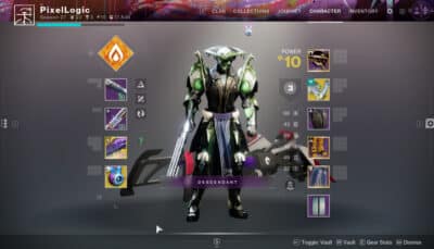 Titan character screen in Destiny 2 with Solar subclass and exotic gear equipped