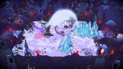 Battle in snowy dungeon from Woolhaven expansion