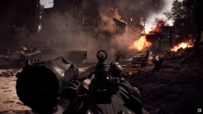 Explosion and collapsing debris in Battlefield 6 beta gameplay