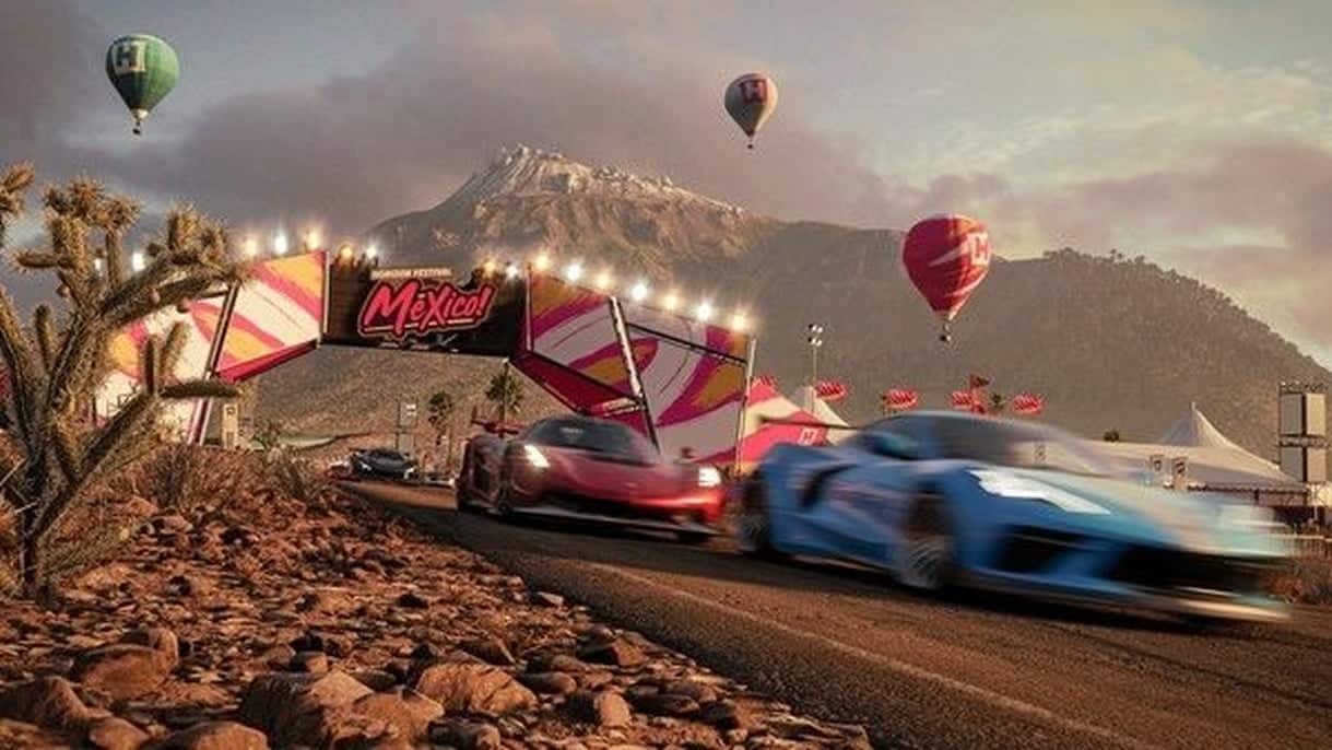 Sports cars racing in Forza Horizon 5 Mexico setting