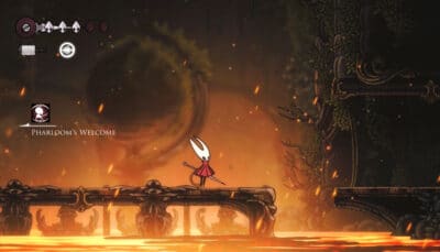 Hornet receives the Pharloom’s Welcome charm after defeating Lace in Hollow Knight: Silksong.