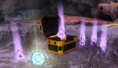 Open loot chest in Destiny 2 dropping glowing Tier gear and engrams