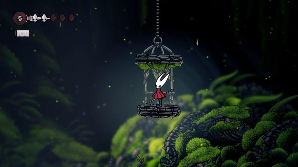 Hornet standing on platform lift in Hollow Knight Silksong