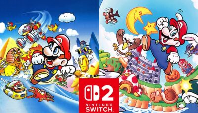 Artwork of Super Mario Land and Super Mario Land 2 with Nintendo Switch 2 logo.