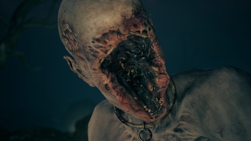 Distorted humanoid creature with a grotesque, hollowed face in Silent Hill f